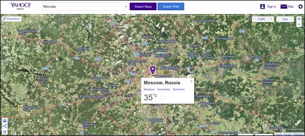 Карта Yahoo Maps