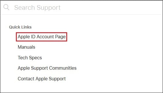 Опция Apple ID Account Page