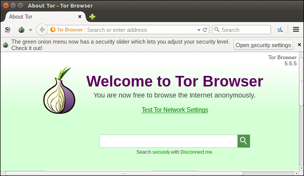 Страница браузера Tor