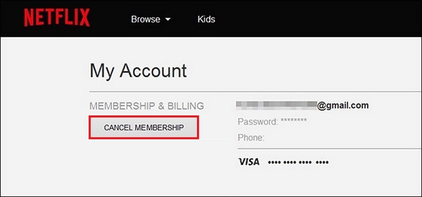 Cancel membership Netflix