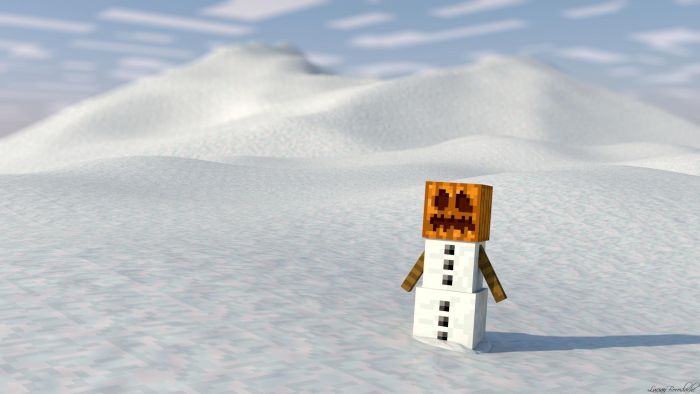 Одинокий снеговик в Майнкрафте